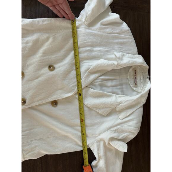 Free People White Linen Blazer White Double Breasted Short Trench Olivia - Picture 11 of 14